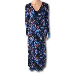 Express Paisley Print Long Maxi Dress  - Navy Blue